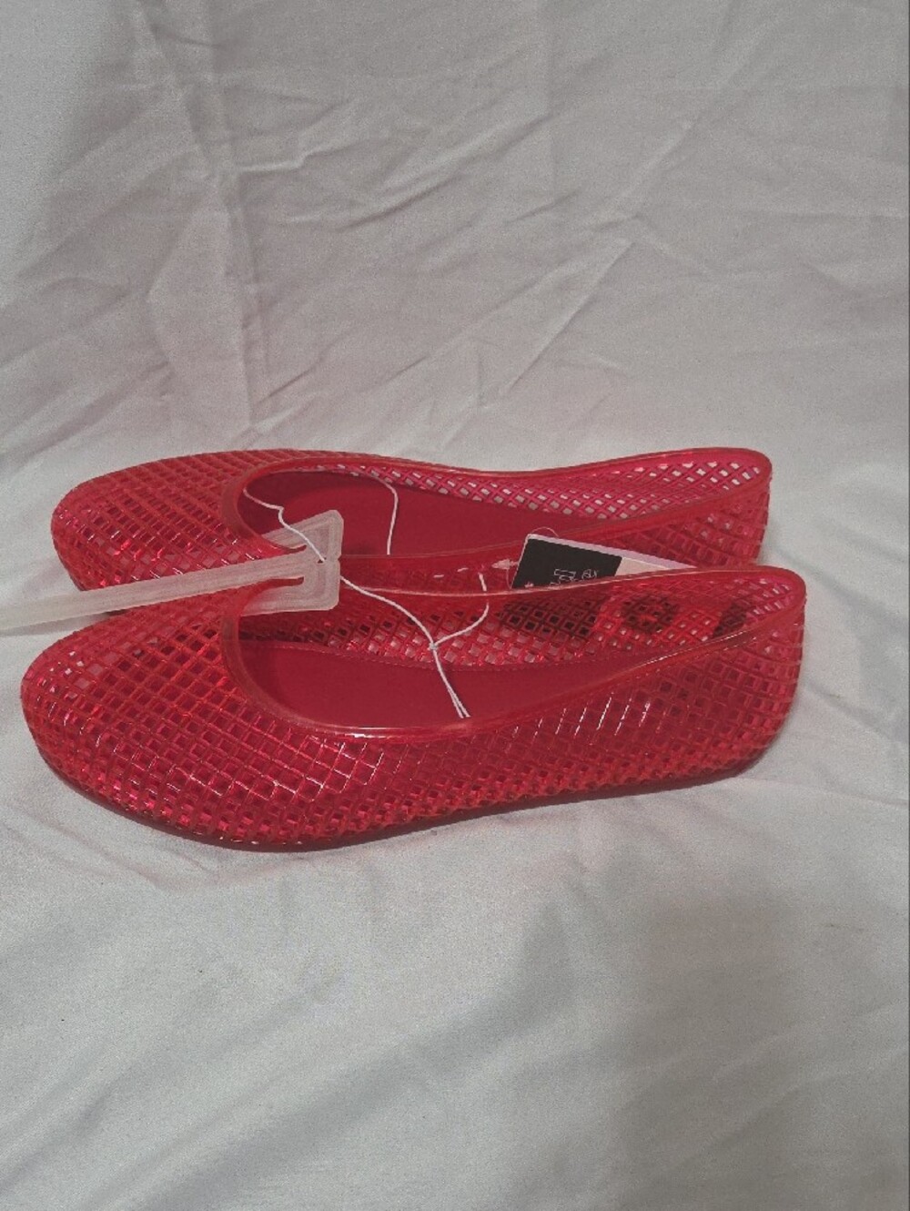 Red Woven Jelly Slip-On Flats, Jelly Shoes, Sandals, Size 11, New W/Tags - Picture 3 of 9